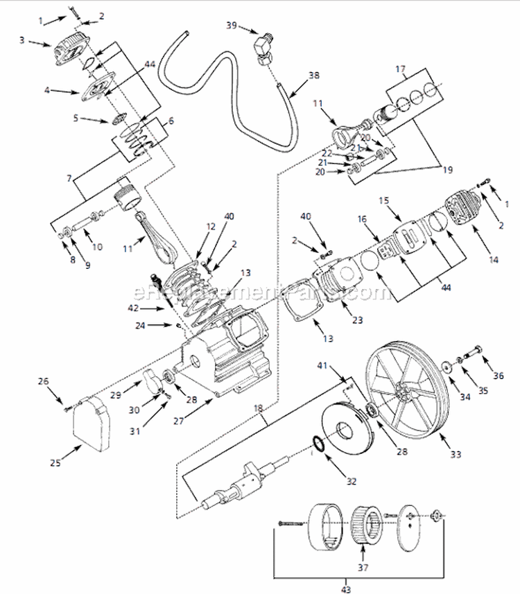 Page B Diagram and Parts List for HS781002 2003 Campbell Hausfeld Compressor